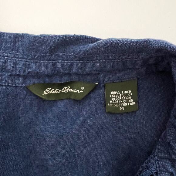 Eddie Bauer Button Up Linen Shirt Womens M Casual Coastal Beachy Casual - Picture 5 of 6
